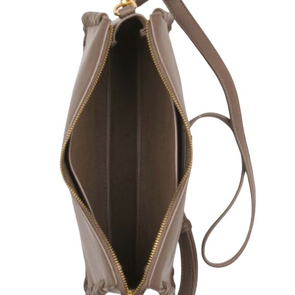 Melie Bianco Elegant Leather Crossbody Bag. Color: Mushroom - Picture 7 of 8